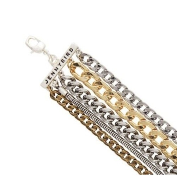 NEW Jenny Bird Austin Wide Bracelet Mixed Metals Layered Chains mp $135 STUNNING - Picture 10 of 10